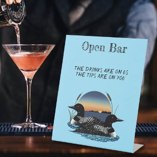Loons Sunset Blue Open Bar Pedestal Sign