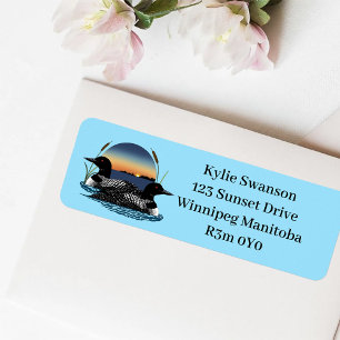 Loons Sunset Blue Return Address Label