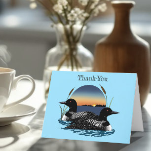 Loons Sunset Blue Thank You Card