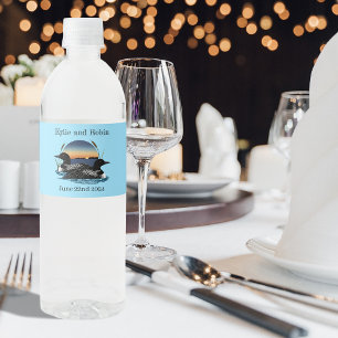 Loons Sunset Blue Water Bottle Label