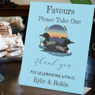Loons Sunset Blue Wedding Favours Pedestal Sign