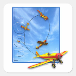 Loop Aerobatic manoeuvre with Aeroplane Square Sticker