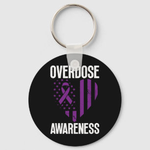 Loop For Drug Addiction Awareness On American Flag Key Ring