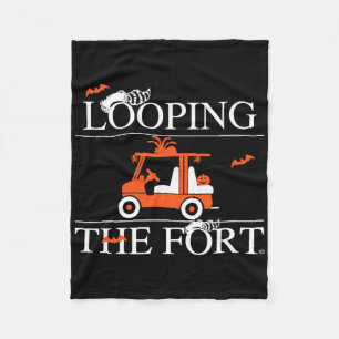 Looping The Fort Golf Cart Halloween Decor Bat Fleece Blanket