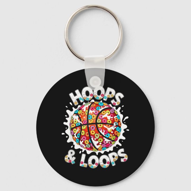Loops Hoops Basketball Slam Dunk Colourful Key Ring (Front)