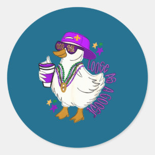 Loose Goose Funny Mardi Gras Classic Round Sticker