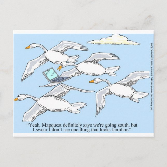 Loose Goose Using Mapquest Funny Gifts & Tees Postcard (Front)