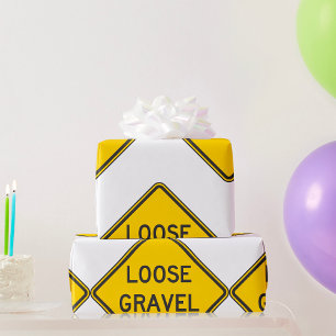 Loose Gravel Warning Sign Road Hazard  Wrapping Paper