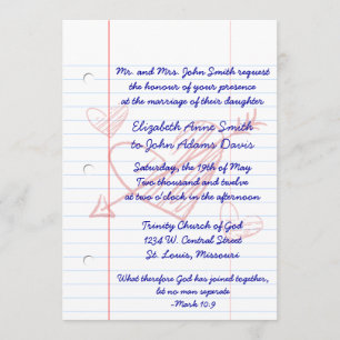 Loose Leaf Notebook Paper Wedding Invitation