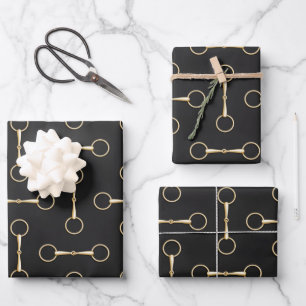 Loose Ring Snaffle Bits Equestrian Wrapping Paper Sheet