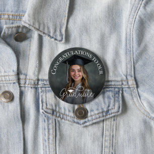 Loose Script Photo Graduation Congratulations Grad 7.5 Cm Round Badge