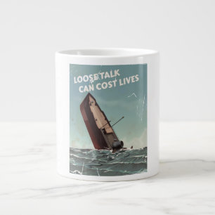 Loose Talk Cost Lives WW2 Poster Large Coffee Mug