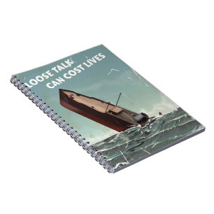 Loose Talk Cost Lives WW2 Poster Notebook