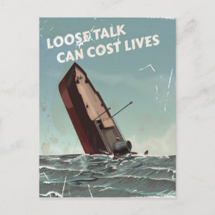 Loose Talk Cost Lives WW2 Poster Postcard