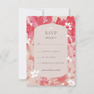 Loose Watercolor Pink Floral Blush Coral RSVP Card