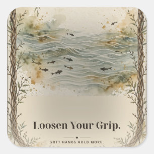 Loosen Your Grip Taoist Willow Tee Square Sticker
