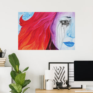Loosing Colour Surreal Rainbow Woman Original Art Poster