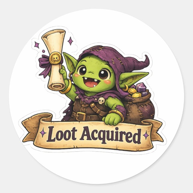 Loot Acquired Goblin RPG Graduation Sticker (Front)