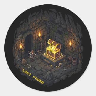 Loot Found Fantasy Dungeon Pixel Art Design Classic Round Sticker