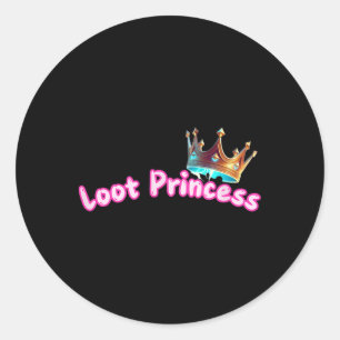 Loot Princess Gamer Girl Funny Cute Comfy Sy  Classic Round Sticker