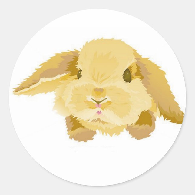 Lop Eared Bunny Classic Round Sticker (Front)