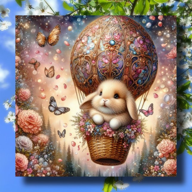 Lop Eared Bunny Pastel Easter Egg Balloon   Holiday Card (Creator Uploaded)