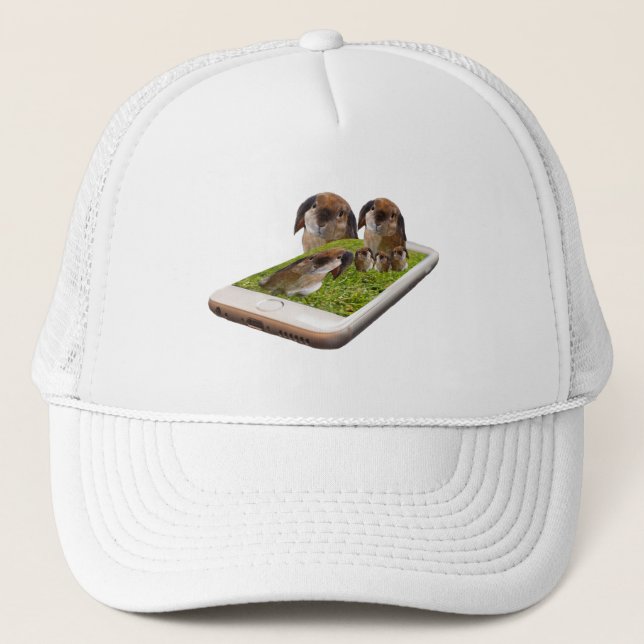 Lop Eared Bunny Rabbit Family Tech Swavy, Trucker Hat (Front)