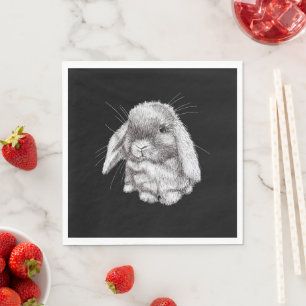 Lop Eared Bunny Rabbit Sketch Mens Womens Children Napkin
