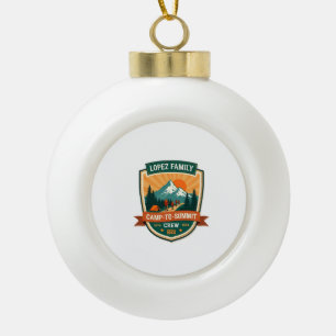 Lopez Family Camp-To-Summit Crew Vintage Hiking Ca Ceramic Ball Christmas Ornament
