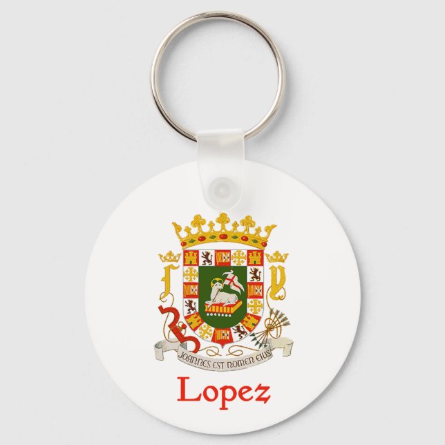 Lopez Shield of Puerto Rico Key Ring (Front)