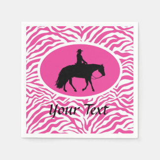 Loping Black Western Pleasure Horse Silhouette Napkin