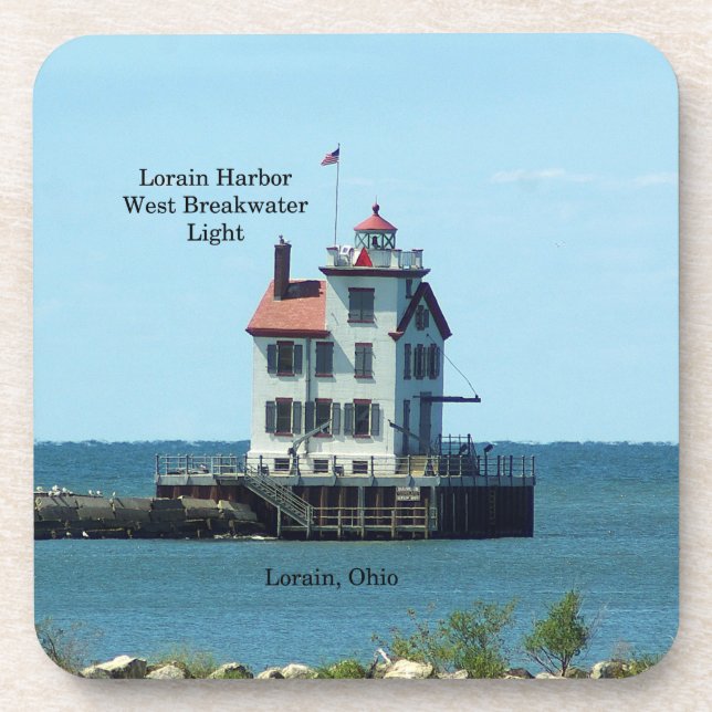 Lorain Harbour West Bkw Light 6 plastic coasters (Front)