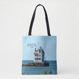 Lorain Harbour West Breakwater Light all over tote Bag