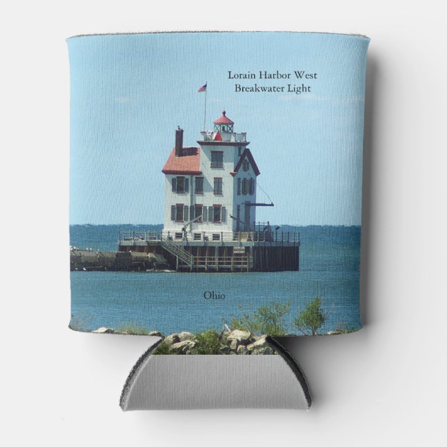 Lorain Harbour West Breakwater Light can cooler (Front)