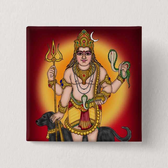 Lord Bhairava Retro Button (Front)