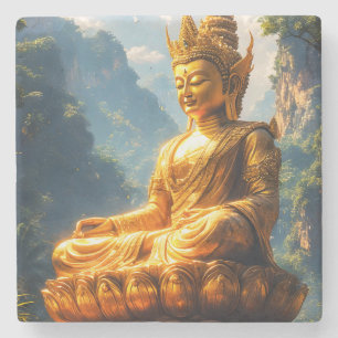 Lord Buddha of the Golden Land Stone Coaster