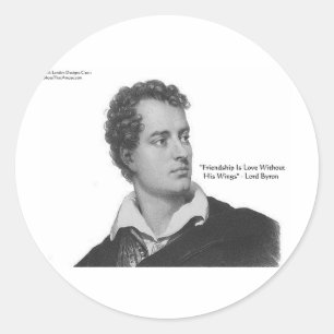 Lord Byron "Love W/O Wings" Quote Gifts & Tees Classic Round Sticker