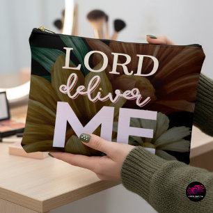 Lord Deliver Me Christian Floral Faith Quote Accessory Pouch