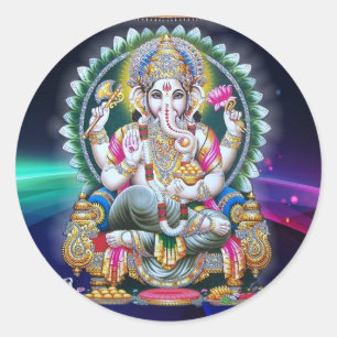LORD GANESH HINDU GOD CLASSIC ROUND STICKER