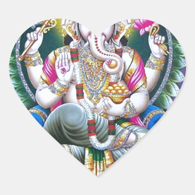 LORD GANESH HINDU GOD HEART STICKER (Front)