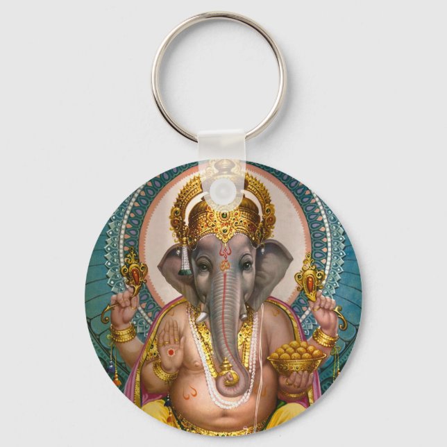 Lord Ganesh Indian Hindu Elephant god Key Ring (Front)