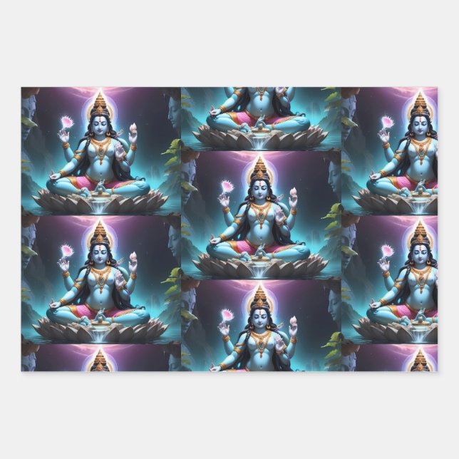 Lord Ganesh Wrapping Paper Flat Sheet Set of 3 (Front 2)