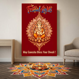 Lord Ganesha Blessings Diwali Festival of Lights Banner