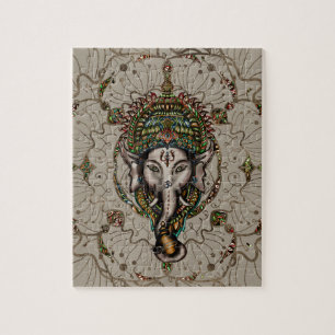 Lord Ganesha - Colour on Canvas Jigsaw Puzzle