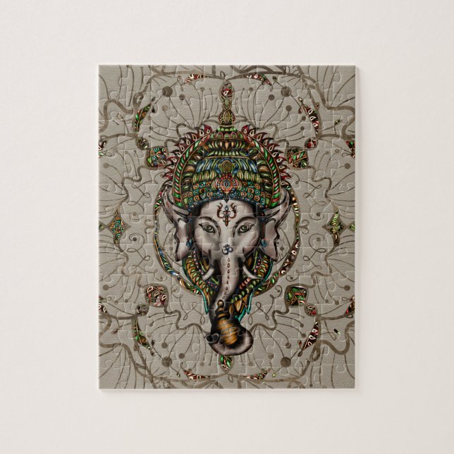Lord Ganesha - Colour on Canvas Jigsaw Puzzle (Vertical)