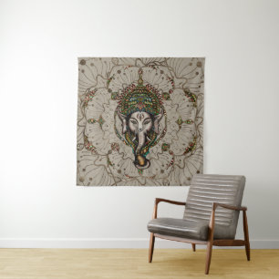 Lord Ganesha - Colour on Canvas Tapestry