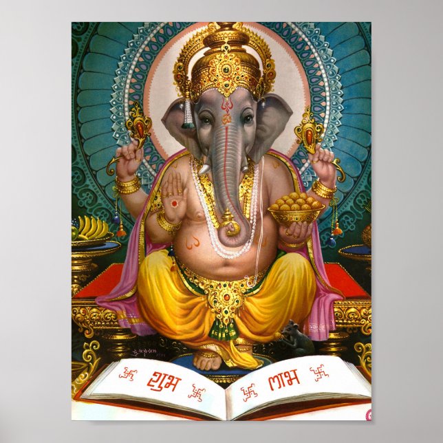 Lord Ganesha Indian Hindu Yoga Spiritual Poster (Front)