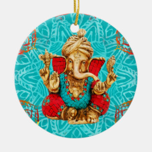 Lord Ganesha  - Mixed Media Ceramic Ornament