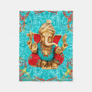 Lord Ganesha  - Mixed Media Fleece Blanket