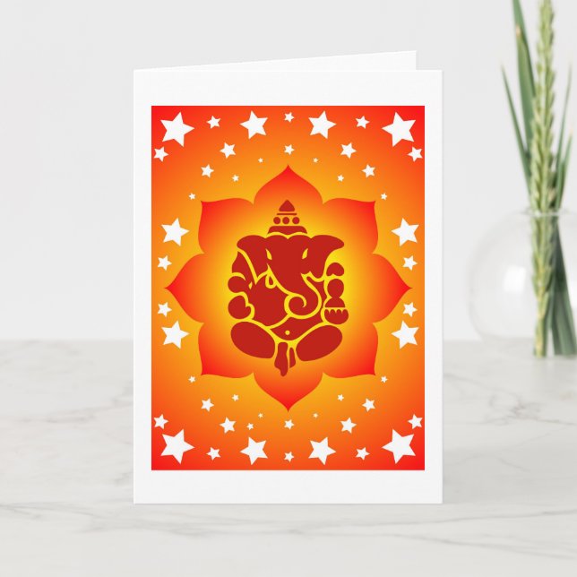 Lord Ganesha On Lotus Design Card (Front)